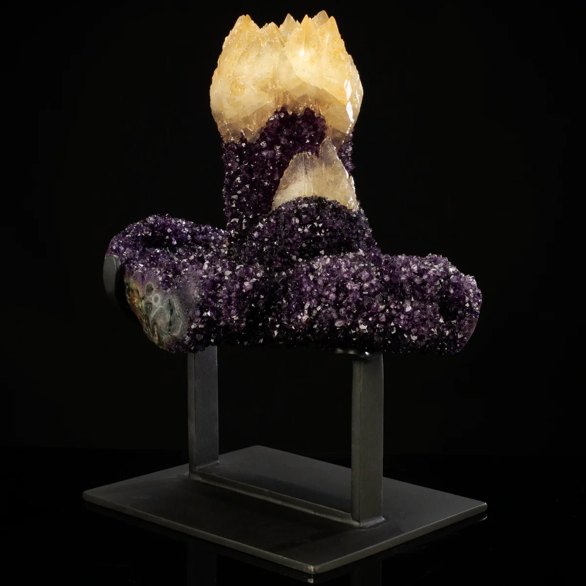 Uruguayan Amethyst Geode Specimen with Natural Rare Calcite Crown - Xformerz