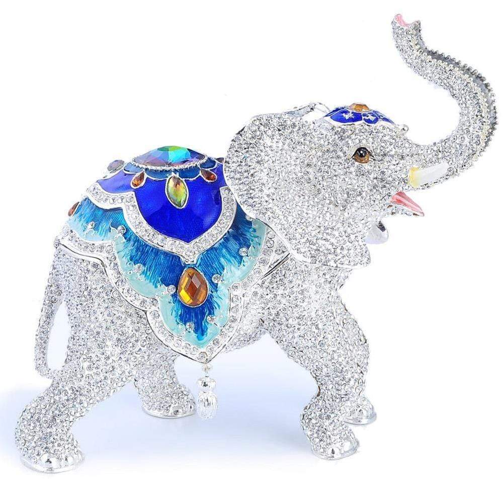 White Elephant Figurine Keepsake Box made with Crystals - Xformerz