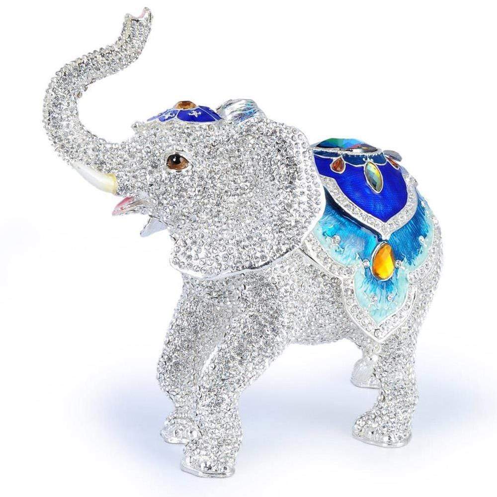 White Elephant Figurine Keepsake Box made with Crystals - Xformerz