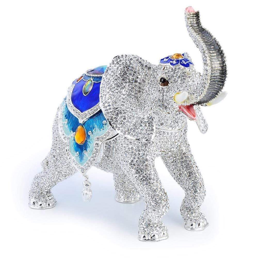 White Elephant Figurine Keepsake Box made with Crystals - Xformerz